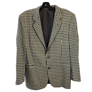 Vintage Virgin Wool Made in Italy Black & White Check Plaid Blazer Men’s 48R
